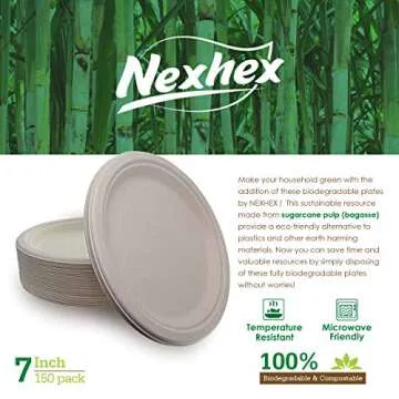 NexHex 7" Paper Plates Eco-Friendly 150-Pack