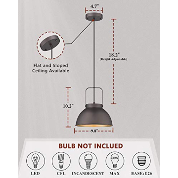 HWH 1-Light Pendant Light - Adjustable Rustic Charm