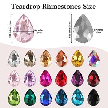 Jyukan DIY Teardrop Crystal AB Resin Rhinestone Pointback Glass Faceted Jewelry Making Craft (50Pcs)