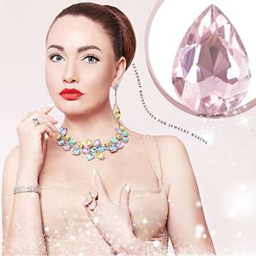Jyukan DIY Teardrop Crystal AB Resin Rhinestone Pointback Glass Faceted Jewelry Making Craft (50Pcs)