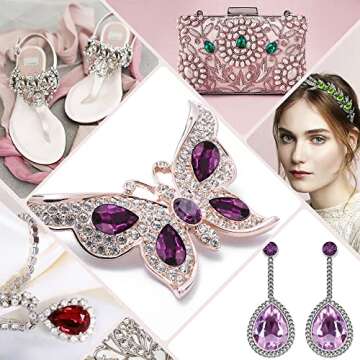 Jyukan DIY Teardrop Crystal AB Resin Rhinestone Pointback Glass Faceted Jewelry Making Craft (50Pcs)