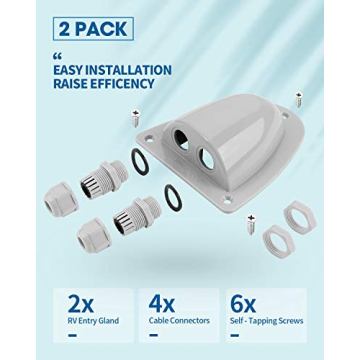 BougeRV Waterproof Solar Double Cable Entry Gland Box