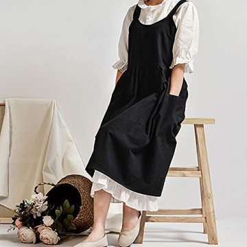 Stylish Cotton Apron with Pockets for Baking