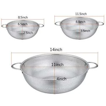 P&P CHEF Colander Set - 3 Stainless Steel Strainers