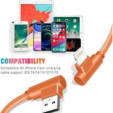 3 Pack 10FT 90 Degree Lightning Charging Cables for iPhone