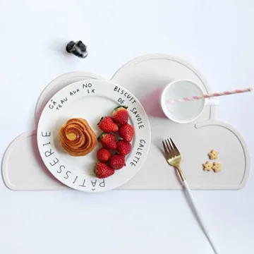 Feeding Mats, Cloud Shaped Silicone Food Water Feeding Dish Bowl Placemat for Pet Dog Puppy(White)