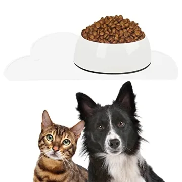 Feeding Mats, Cloud Shaped Silicone Food Water Feeding Dish Bowl Placemat for Pet Dog Puppy(White)
