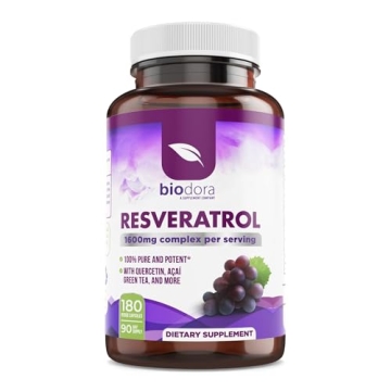 Biodora Resveratrol 1600mg Antioxidant Supplement 180 Capsules
