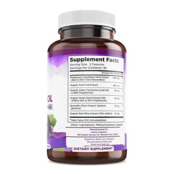 Biodora Resveratrol 1600mg Antioxidant Supplement 180 Capsules