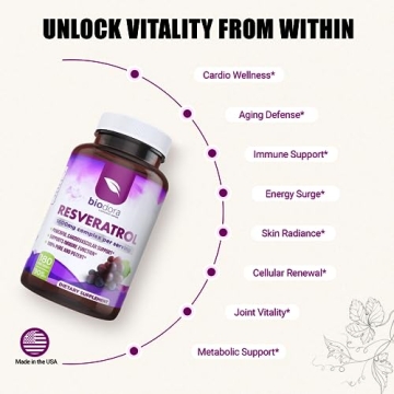 Biodora Resveratrol 1600mg Antioxidant Supplement 180 Capsules