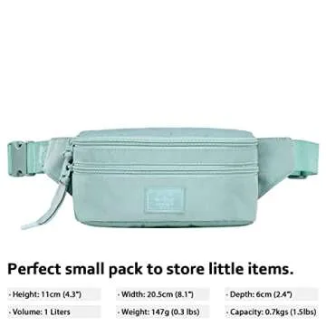 HotStyle 521s Fashion Fanny Pack, Small Waist Bag for Hiking, Cross Body Style Cute for Women, Kids & Girls, Pale Turquoise