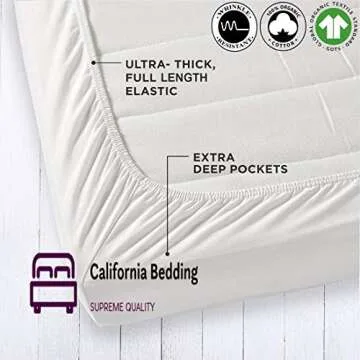 SOL Organics Hotel Luxury 600 Thread Count 100% Organic Cotton 4-Piece Bed Sheet Set Fits Mattress Upto 16'' Deep Pocket Sateen Weave, Breathable Soft Cotton (Queen 60x80, White Solid)