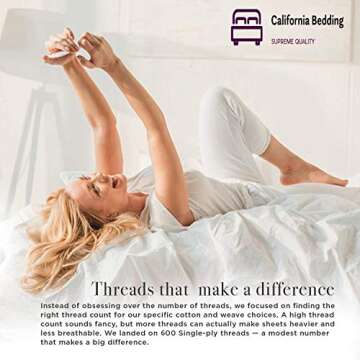 SOL Organics Hotel Luxury 600 Thread Count 100% Organic Cotton 4-Piece Bed Sheet Set Fits Mattress Upto 16'' Deep Pocket Sateen Weave, Breathable Soft Cotton (Queen 60x80, White Solid)