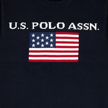 U.S. Polo Men's Flag Crew Neck Sweater Pullover - Navy