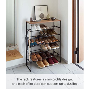 Yamazaki Elegant Wood Top Shoe Rack for Efficient Storage