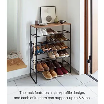 Yamazaki Elegant Wood Top Shoe Rack for Efficient Storage