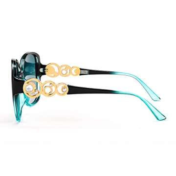 FEISEDY Women's Fashion Sunglasses, Oversized Square Frame with Pearl Sparkling, Polarized UV Protection B2821