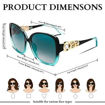 FEISEDY Women's Oversized Polarized Fashion Sunglasses