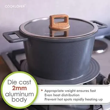 Nonstick Cookware Set 15 Piece, Ultra Non-Stick Pots And Pans Set, Stay-Cool Handles, Induction Cooking Set w/Frying Pans & Saucepans, PFOS & PFOA Free, Works on All Cooktops, Slate Gray