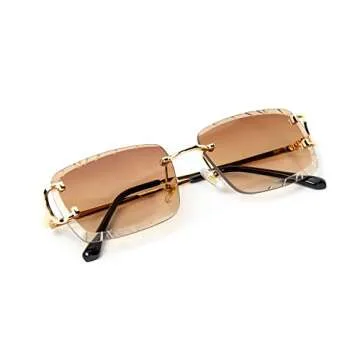Trendy Luxury Unisex Square Rimless Sunglasses for Summer