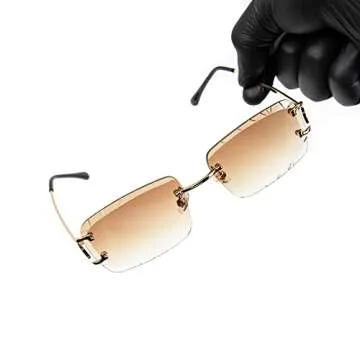 Trendy Luxury Unisex Square Rimless Sunglasses for Summer