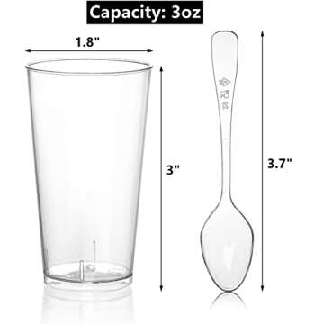 Peohud 100 Pack 3oz Plastic Dessert Cups with Spoons, Mini Dessert Shooter Cups, Disposable Parfait ...