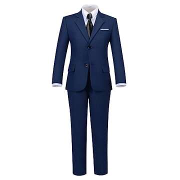 Boys Suit for Kids Formal Dress Suits Set Ring Bearer Outfit Toddler Tuxedo Suit Navy Blue Size 2T