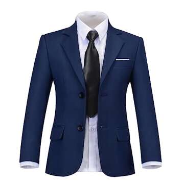 Boys Suit for Kids Formal Dress Suits Set Ring Bearer Outfit Toddler Tuxedo Suit Navy Blue Size 2T