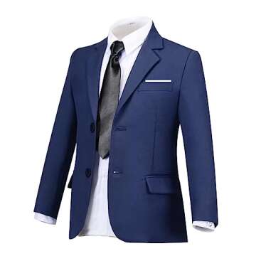 Boys Suit for Kids Formal Dress Suits Set Ring Bearer Outfit Toddler Tuxedo Suit Navy Blue Size 2T