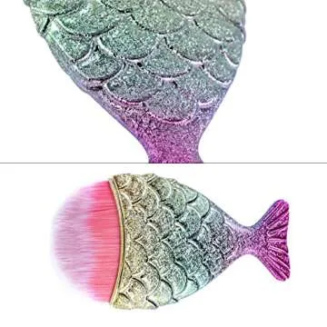 Lady UP Makeup Brushes 12 PCS Cosmetic Brush 3D Mermaid Silicone Puff Fish Tail Blush Eyebrow Eyeliner Concealer Foundation Eyebrow Kit