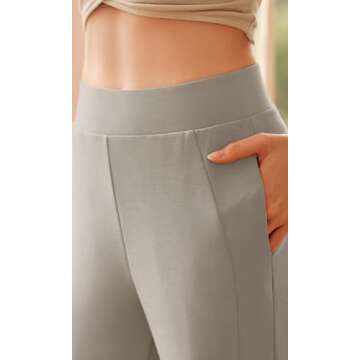 ODODOS Women's Modal Soft Mini Flared Pants with Pockets High Waist Pull-On Casual Lounge Pants-31 Inseam, Khaki, X-Small