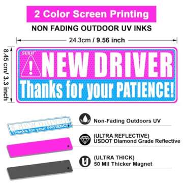 Sukh New Driver Magnet - Student Funny Be Patient Safety Warning Rookie Driver Car Bumper Magnets Ca...