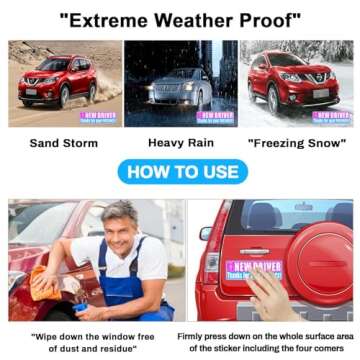 Sukh New Driver Magnet - Student Funny Be Patient Safety Warning Rookie Driver Car Bumper Magnets Car Accessories Teen Boys Girls 3 Pcs