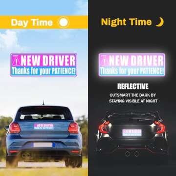 Sukh New Driver Magnet - Student Funny Be Patient Safety Warning Rookie Driver Car Bumper Magnets Car Accessories Teen Boys Girls 3 Pcs