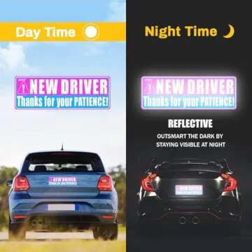 Sukh New Driver Magnet - Student Funny Be Patient Safety Warning Rookie Driver Car Bumper Magnets Car Accessories Teen Boys Girls 3 Pcs