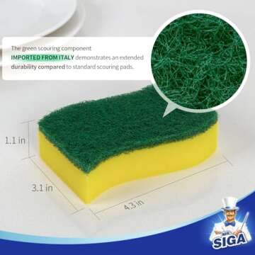 MR.SIGA Heavy Duty Scrub Sponge - 24 Count, Durable & Efficient