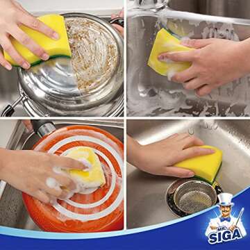 MR.SIGA Heavy Duty Scrub Sponge - 24 Count, Durable & Efficient