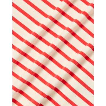 Amazon Essentials Women's Slim-Fit 3/4 Sleeve Boat Neck T-Shirt, Coral Orange Off-white Stripe, X-Small