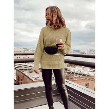 ANRABESS Women Casual Turtleneck Batwing Sleeve Oversized Loose Knitted Pullover Sweaters A241-kaqi-S Khaki