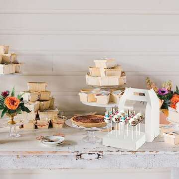 Hzzycaxli Elegant White 6-Pack Cake Pop Boxes - Stylish Packaging Solution for Your Cake Pops - Portable Holder and Display Stand