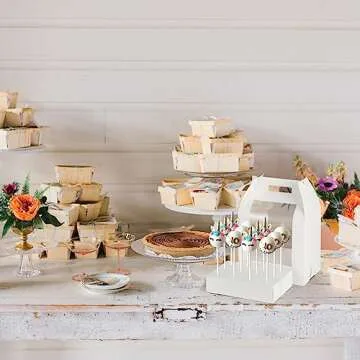 Hzzycaxli Elegant White 6-Pack Cake Pop Boxes - Stylish Packaging Solution for Your Cake Pops - Portable Holder and Display Stand