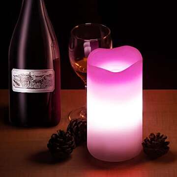 XingsLight Flameless Candles Valentine Romantic Pink Heart Projector Lights Battery Operated Night Light with Remote and Timer, LED Candle Home Decorations,Set of 2