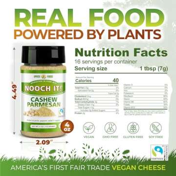 NOOCH IT! Certified Fair Trade Cashew Parmesan (4oz) – Vegan Parmesan Cheese, Dairy-Free, Organic,...