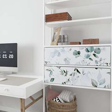 Laatse Green Leaf Contact Paper 17.5" x 118" Floral Leaf Wallpaper Peel and Stick Vintage Self Adhesive Wallpaper, Waterproof, Vinyl Wall Covering for Bedroom Cabinet Countertop Decor