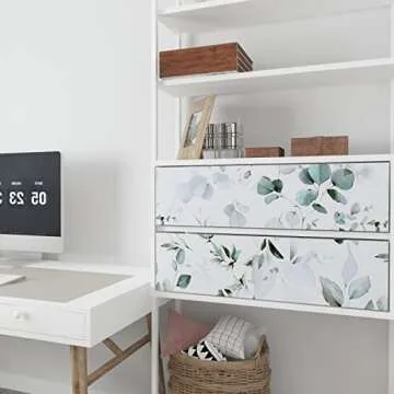 Laatse Green Leaf Contact Paper 17.5" x 118" Floral Leaf Wallpaper Peel and Stick Vintage Self Adhesive Wallpaper, Waterproof, Vinyl Wall Covering for Bedroom Cabinet Countertop Decor