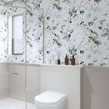 Laatse Green Leaf Contact Paper 17.5" x 118" Floral Leaf Wallpaper Peel and Stick Vintage Self Adhesive Wallpaper, Waterproof, Vinyl Wall Covering for Bedroom Cabinet Countertop Decor