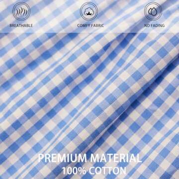 Cinvik Boxer Shorts for Women Loose 100 Percent Cotton Blue Plaid Shorts Pack Cute Trend Striped Summer Baggy Pj for Women M