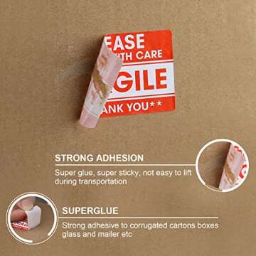 LKXSPLABE 2"x 3" Fragile Stickers 500 Packing Labels Handle with Care Strong Adhesive for Box Shipping and Moving
