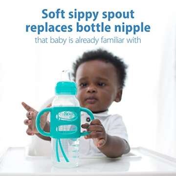 Dr. Brown's Natural Flow® Anti-Colic Options+™ Narrow Bottle to Sippy Gift Set with Soft Silicone Sippy Spout, Removable Silicone Handles, Travel Cap and Bottle Brush