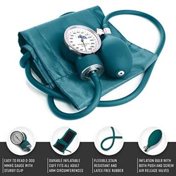 ASA TECHMED Dual Head Sprague Stethoscope and Sphygmomanometer Manual Blood Pressure Cuff Set with C...